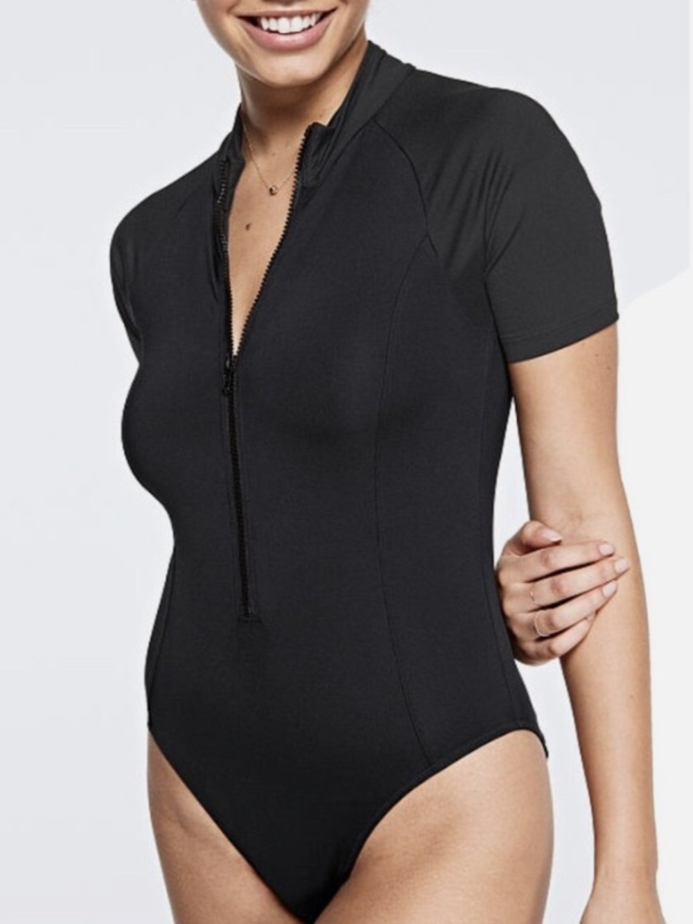 NEW Victorias‎ Secret PINK Black Gym to Swim Rashguard Beach Swimsuit